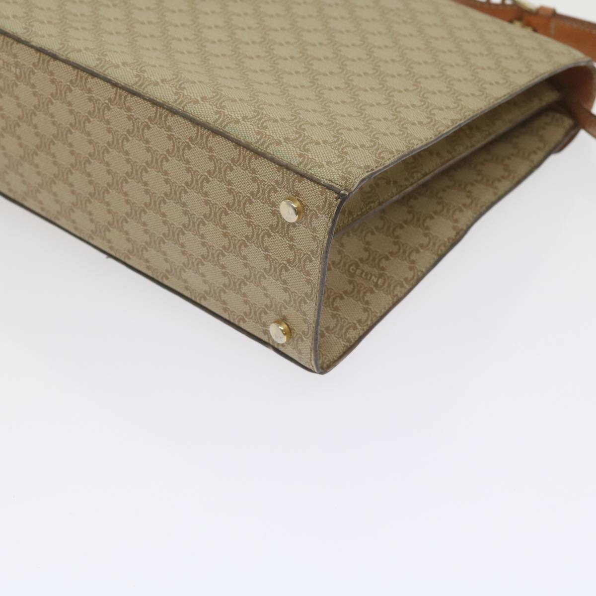 CELINE Macadam Canvas Shoulder Bag PVC Beige Brown Auth yk9762