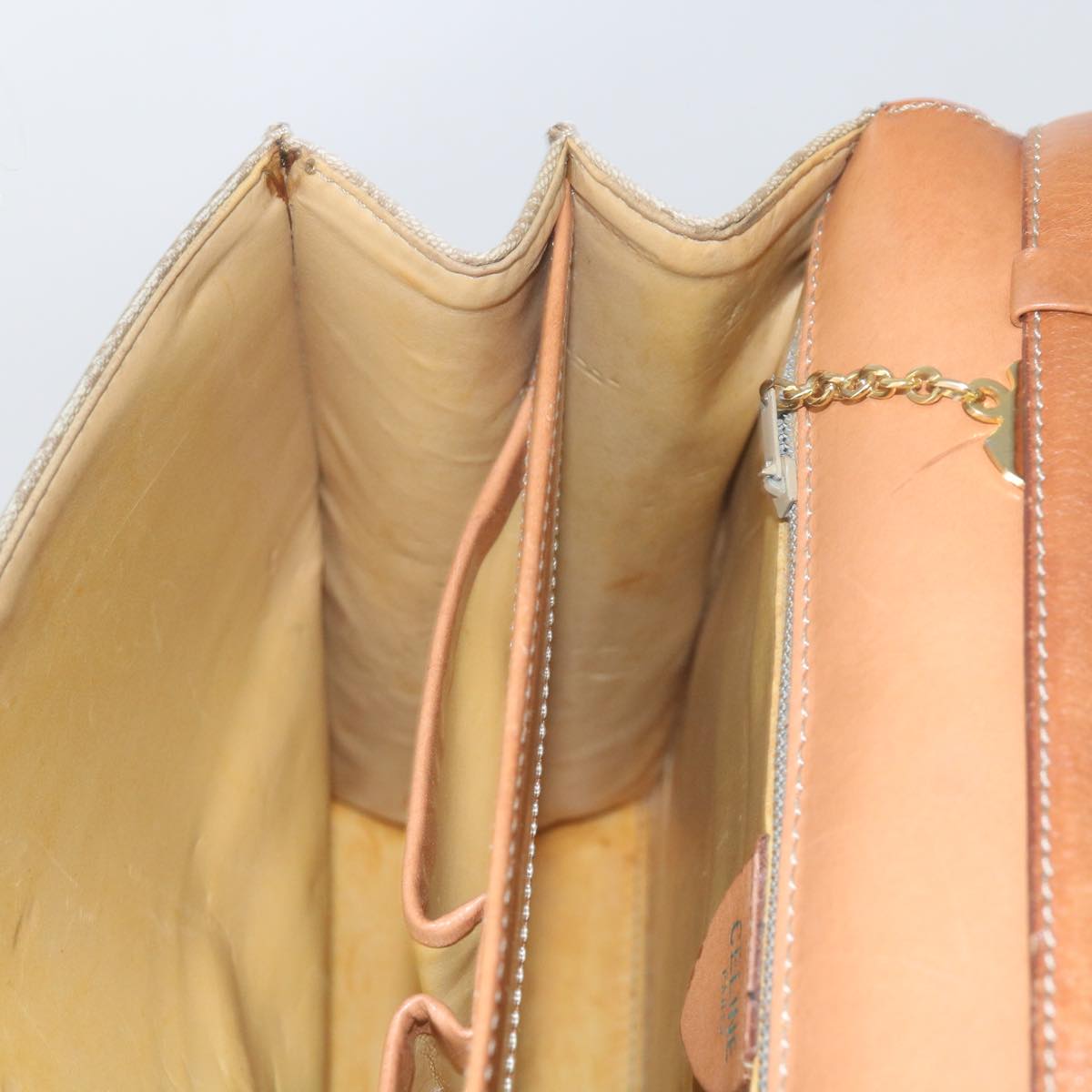 CELINE Macadam Canvas Shoulder Bag PVC Beige Brown Auth yk9762