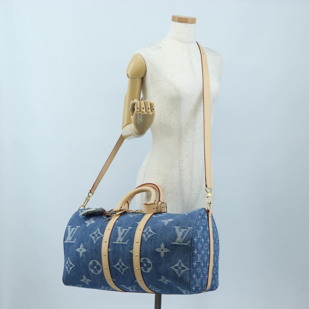 LOUIS VUITTON Monogram Denim Keepall Bandouliere 45 Bag M24315 LV Auth yk9898SM