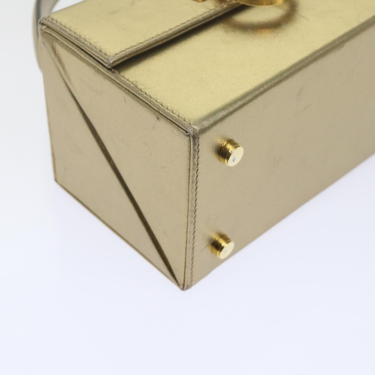 Salvatore Ferragamo Gancini Hand Bag Leather Gold Tone Auth yk9994