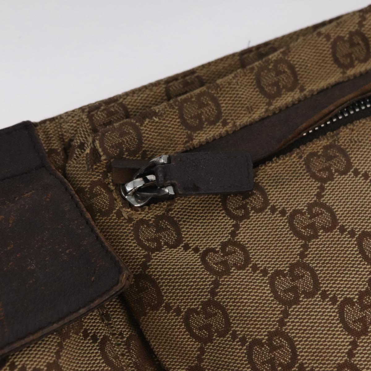 GUCCI GG Canvas Waist bag Beige Silver 28566 Auth YKZ003