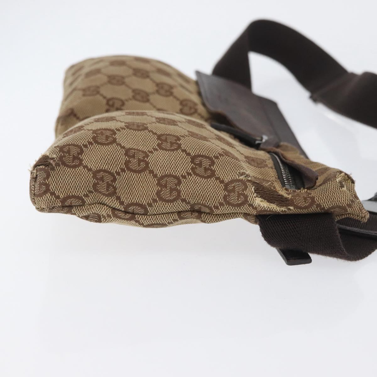 GUCCI GG Canvas Waist bag Beige Silver 28566 Auth YKZ003