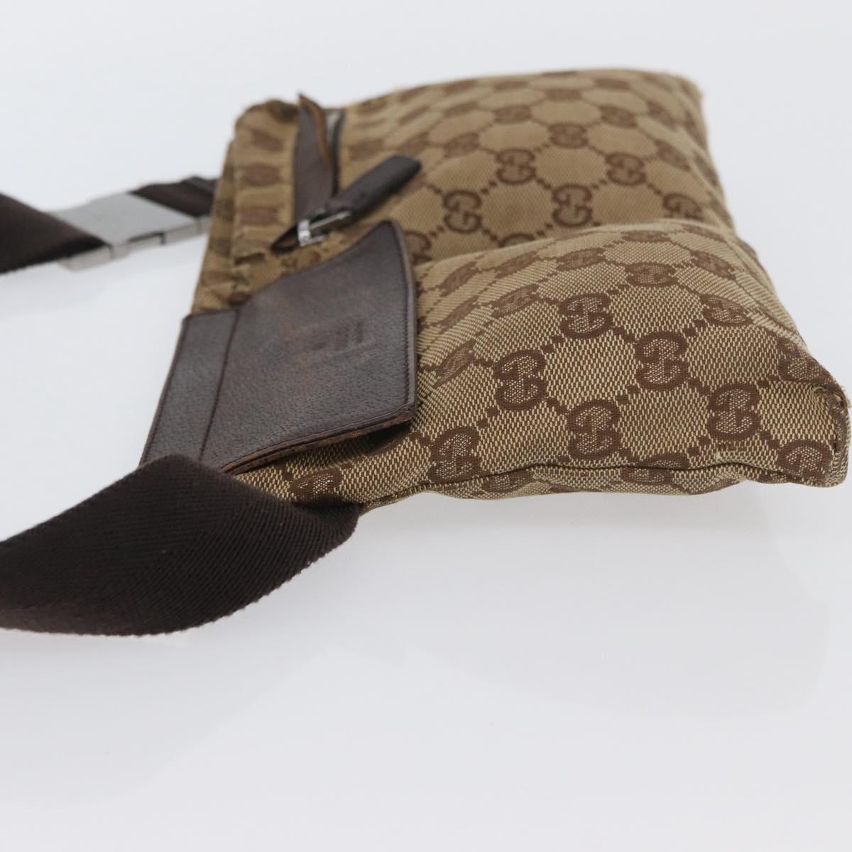 GUCCI GG Canvas Waist bag Beige Silver 28566 Auth YKZ003