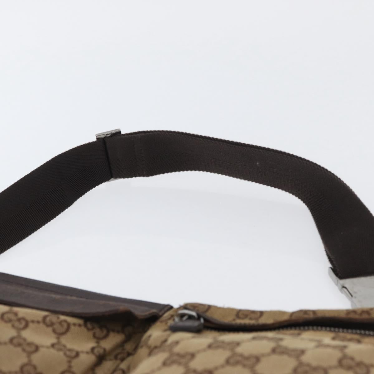 GUCCI GG Canvas Waist bag Beige Silver 28566 Auth YKZ003