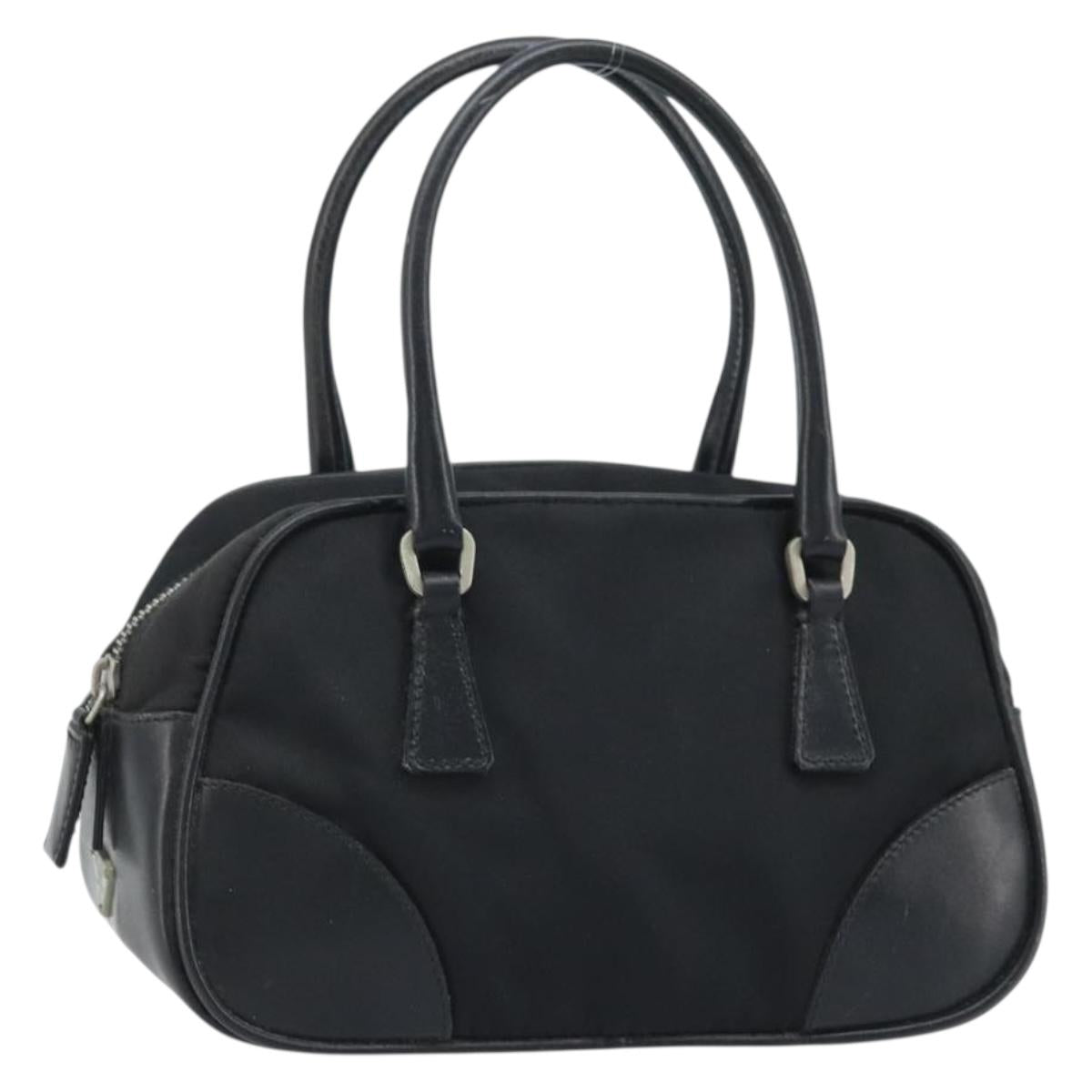 PRADA Hand Pouch Bag Nylon Black Silver Auth YKZ009