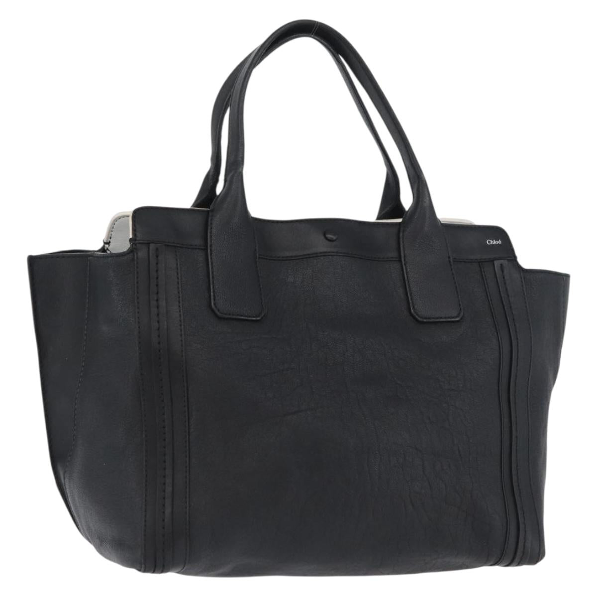 Chloe Alison Tote Bag Leather Black Gold Auth YKZ026