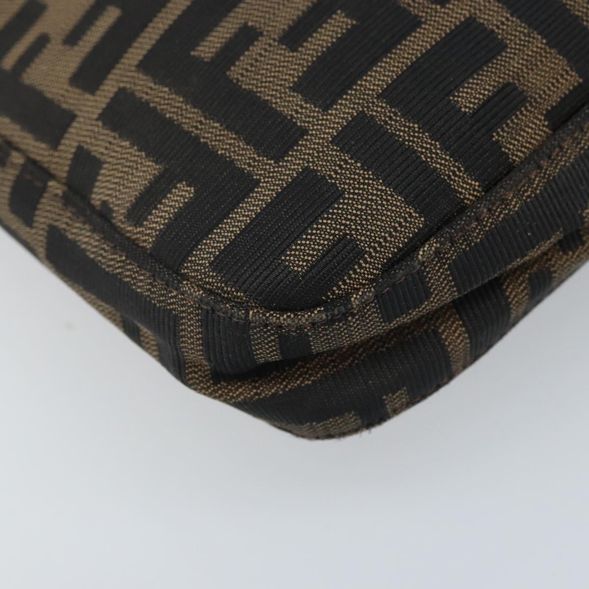FENDI Zucca Canvas Mamma Baguette Shoulder Bag Black Brown Auth YKZ028A
