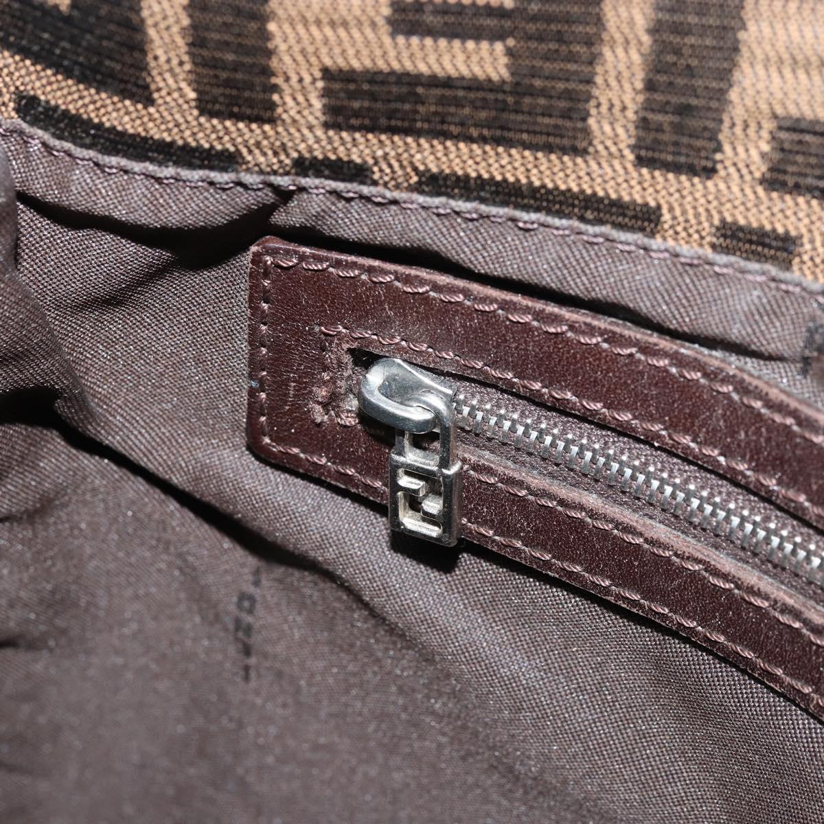 FENDI Zucca Canvas Mamma Baguette Shoulder Bag Black Brown Auth YKZ028A