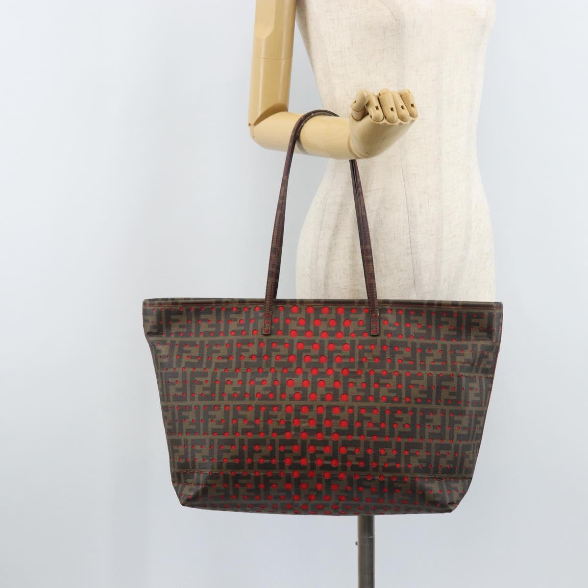 FENDI Zucca Canvas Tote Bag Black Brown Auth YKZ029A