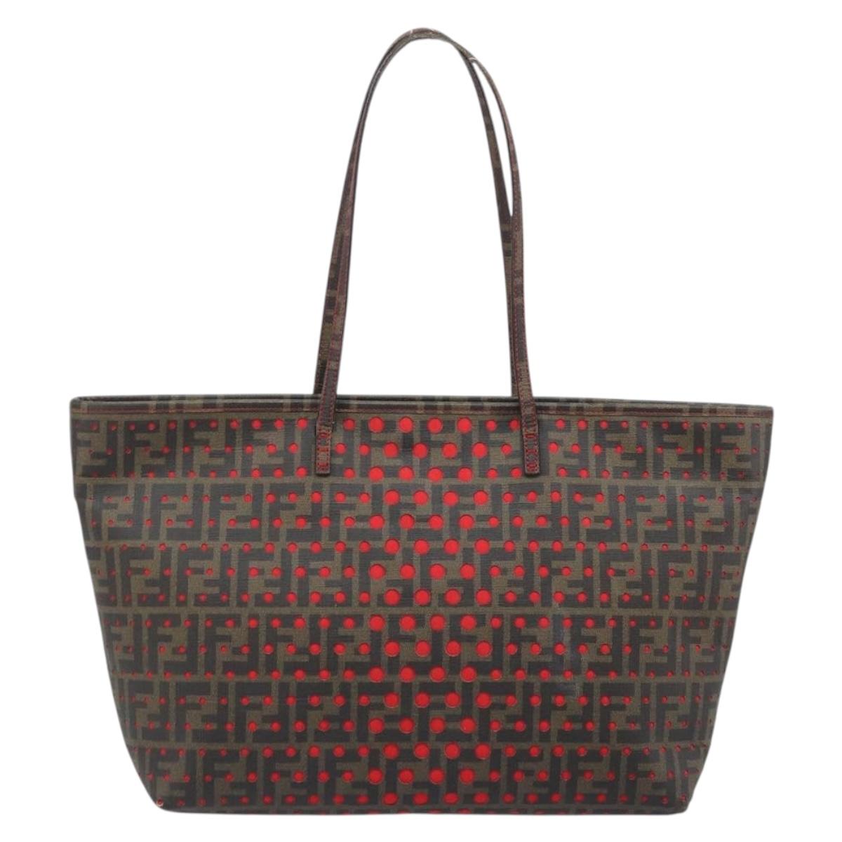 FENDI Zucca Canvas Tote Bag Black Brown Auth YKZ029A