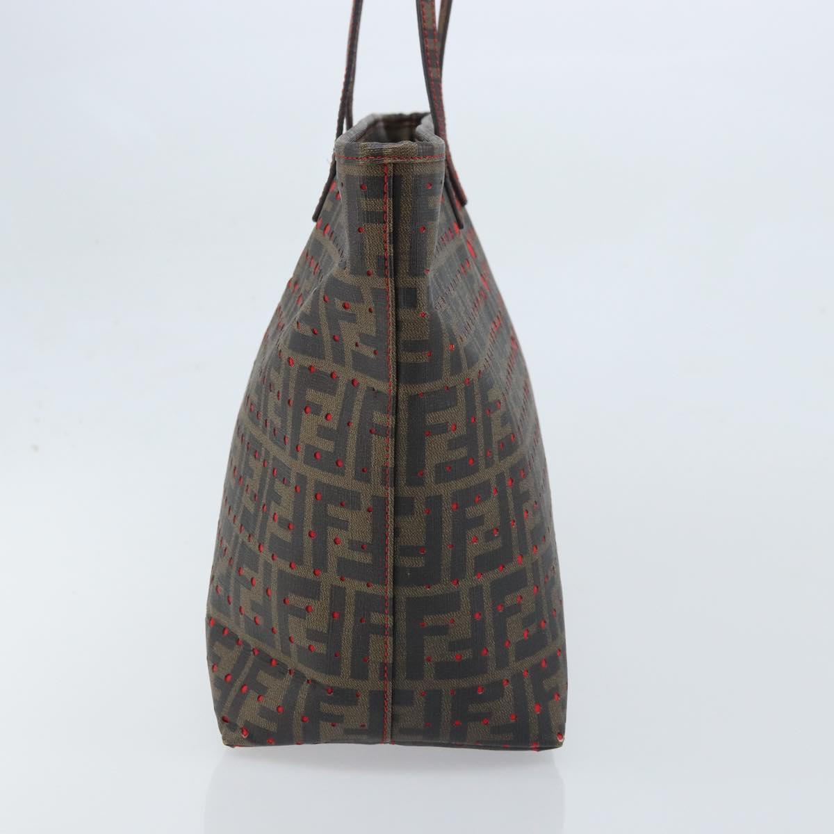 FENDI Zucca Canvas Tote Bag Black Brown Auth YKZ029A