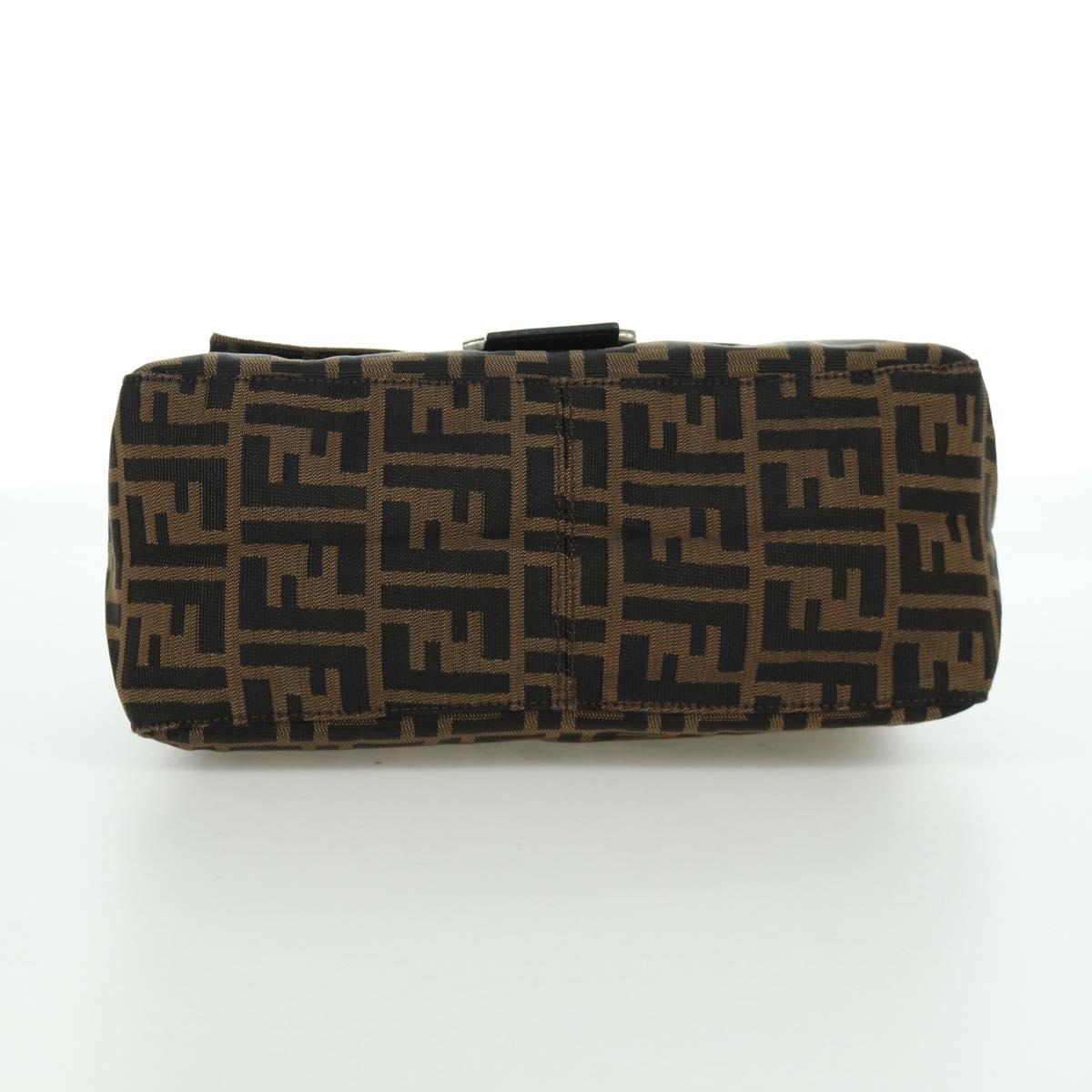 FENDI Zucca Canvas Mamma Baguette Shoulder Bag Brown Black Auth YKZ037SAV