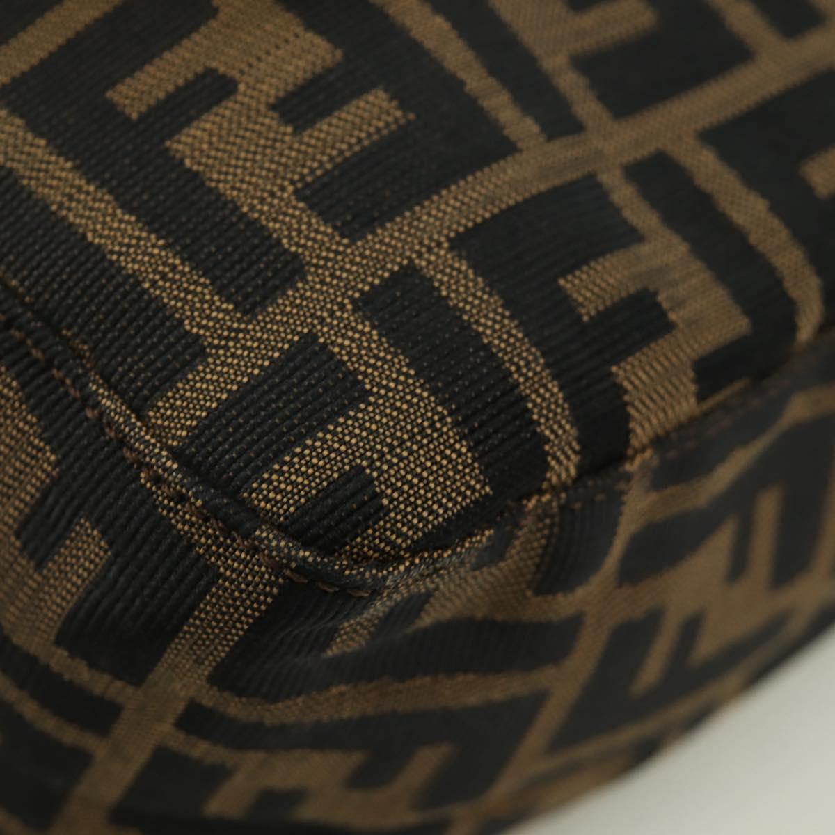 FENDI Zucca Canvas Mamma Baguette Shoulder Bag Brown Black Auth YKZ037SAV