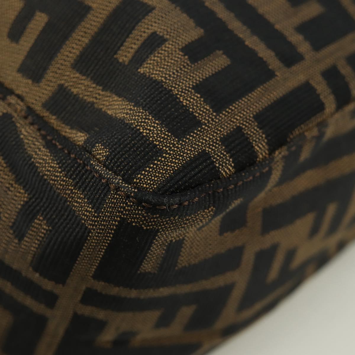 FENDI Zucca Canvas Mamma Baguette Shoulder Bag Brown Black Auth YKZ037SAV