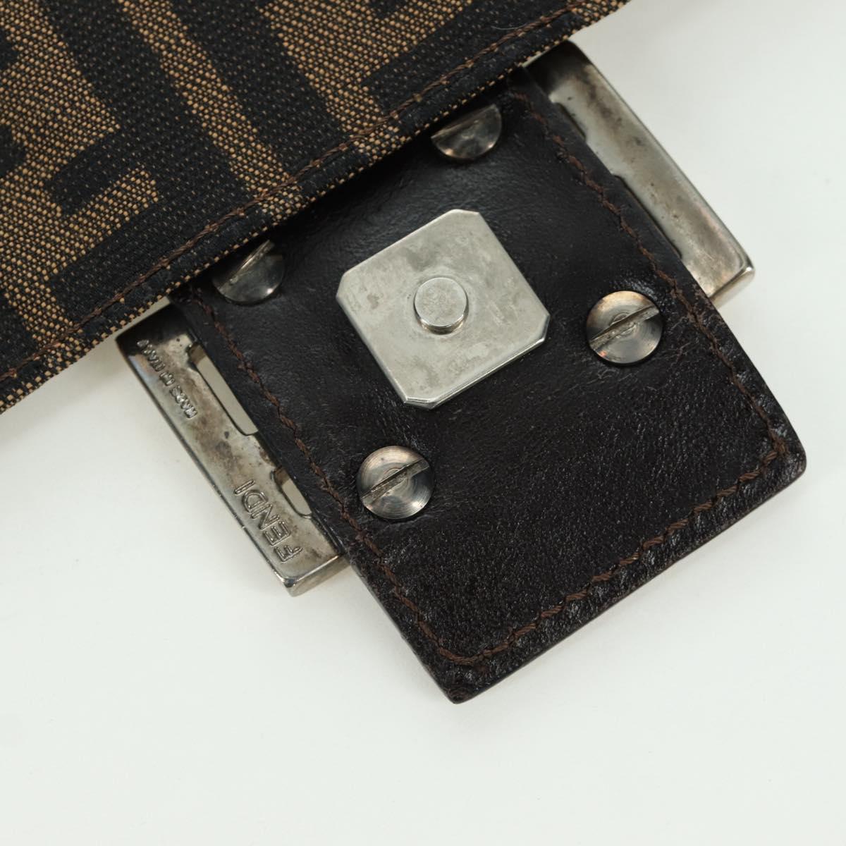 FENDI Zucca Canvas Mamma Baguette Shoulder Bag Brown Black Auth YKZ037SAV
