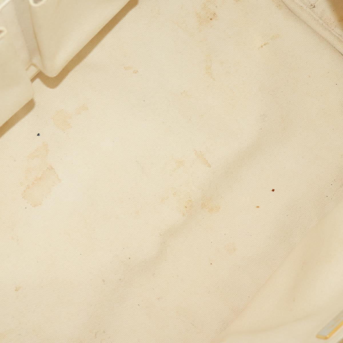 PRADA Canapa GM Hand Bag Canvas Ivory Gold Auth YKZ040