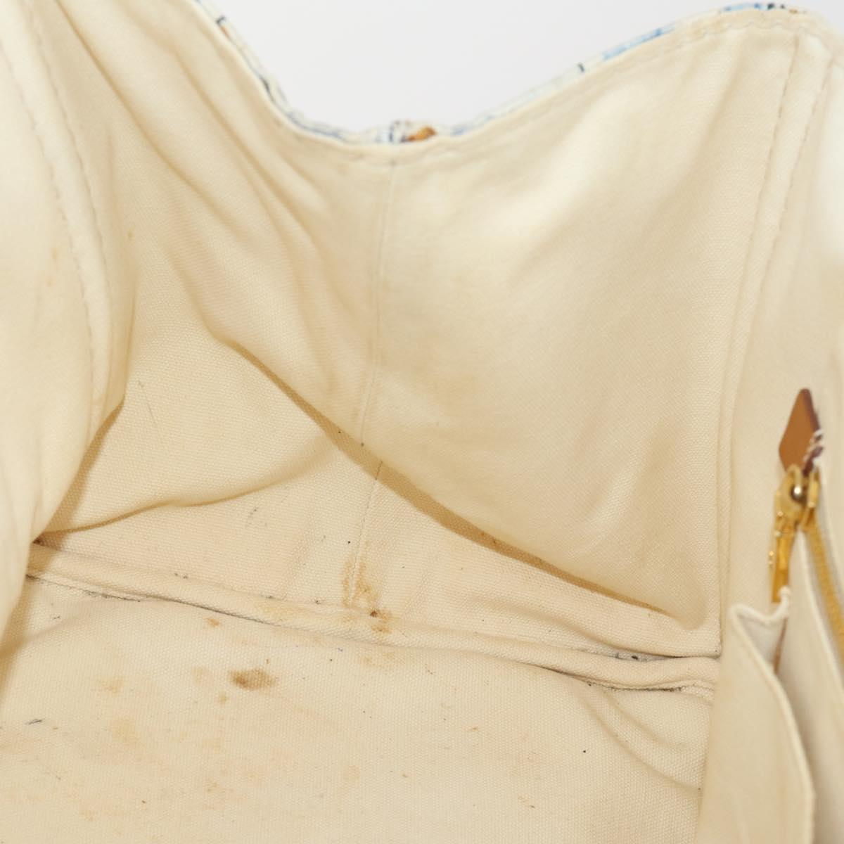 PRADA Canapa GM Hand Bag Canvas Ivory Gold Auth YKZ040