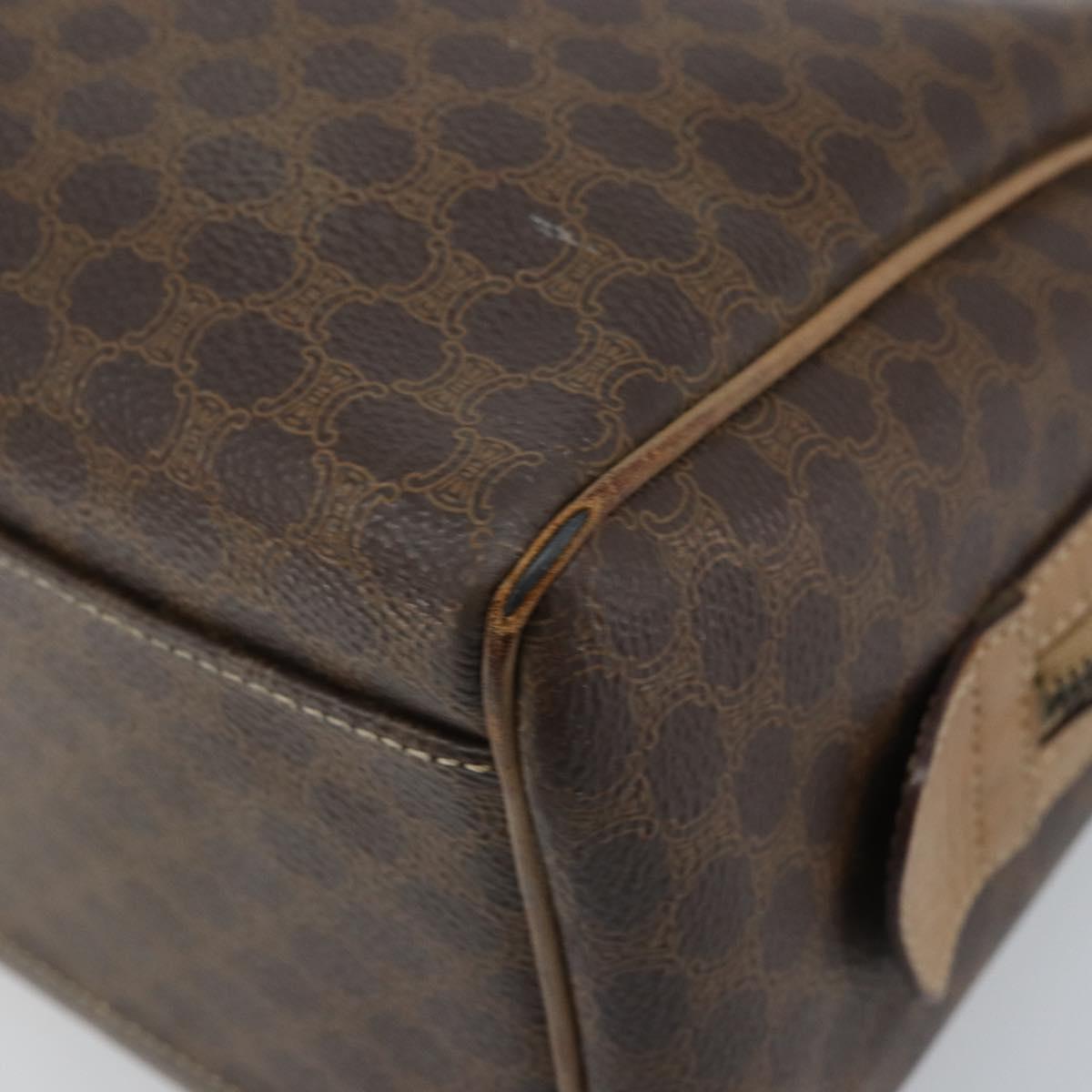 CELINE Macadam Canvas Hand Bag PVC Leather Brown Gold Auth YKZ043