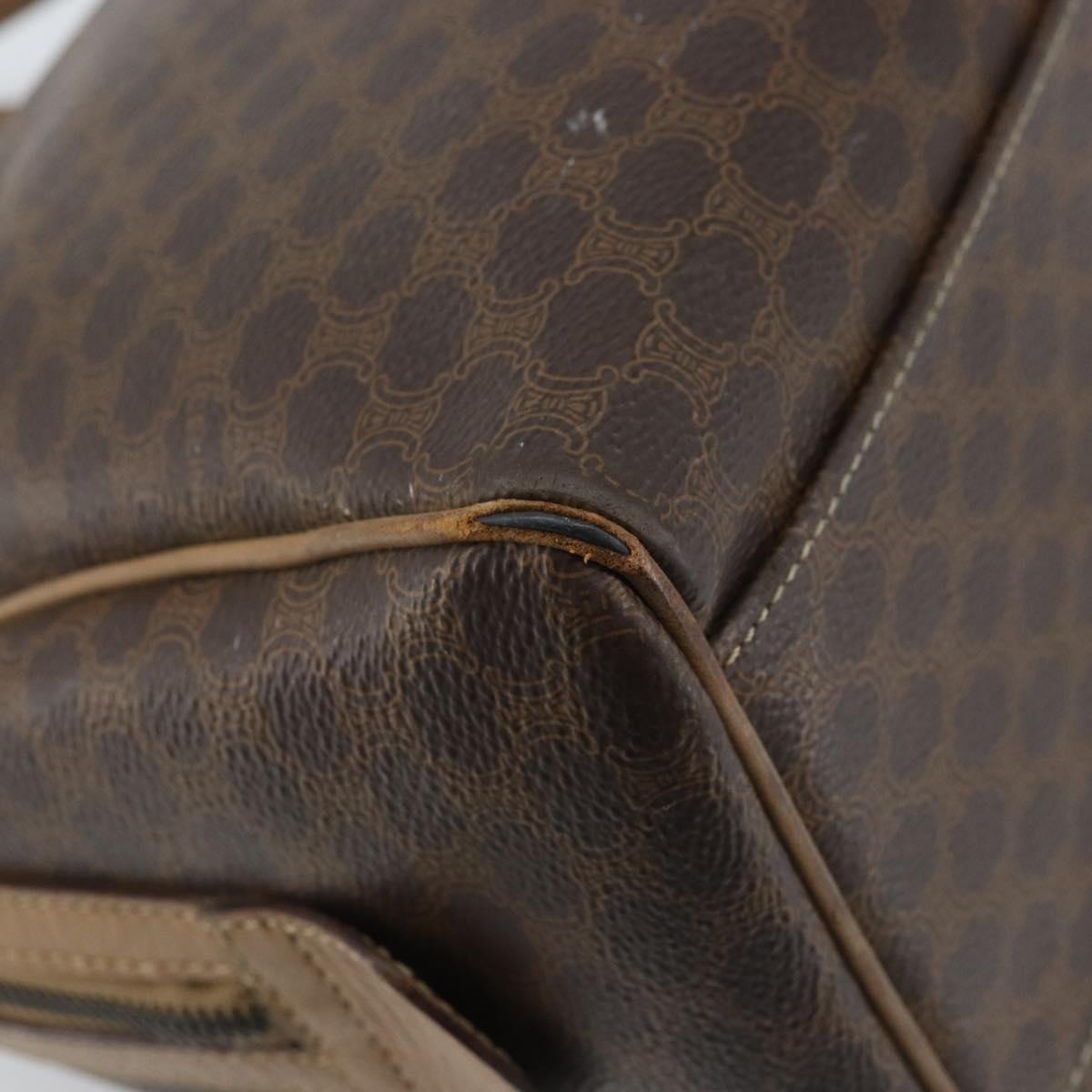 CELINE Macadam Canvas Hand Bag PVC Leather Brown Gold Auth YKZ043