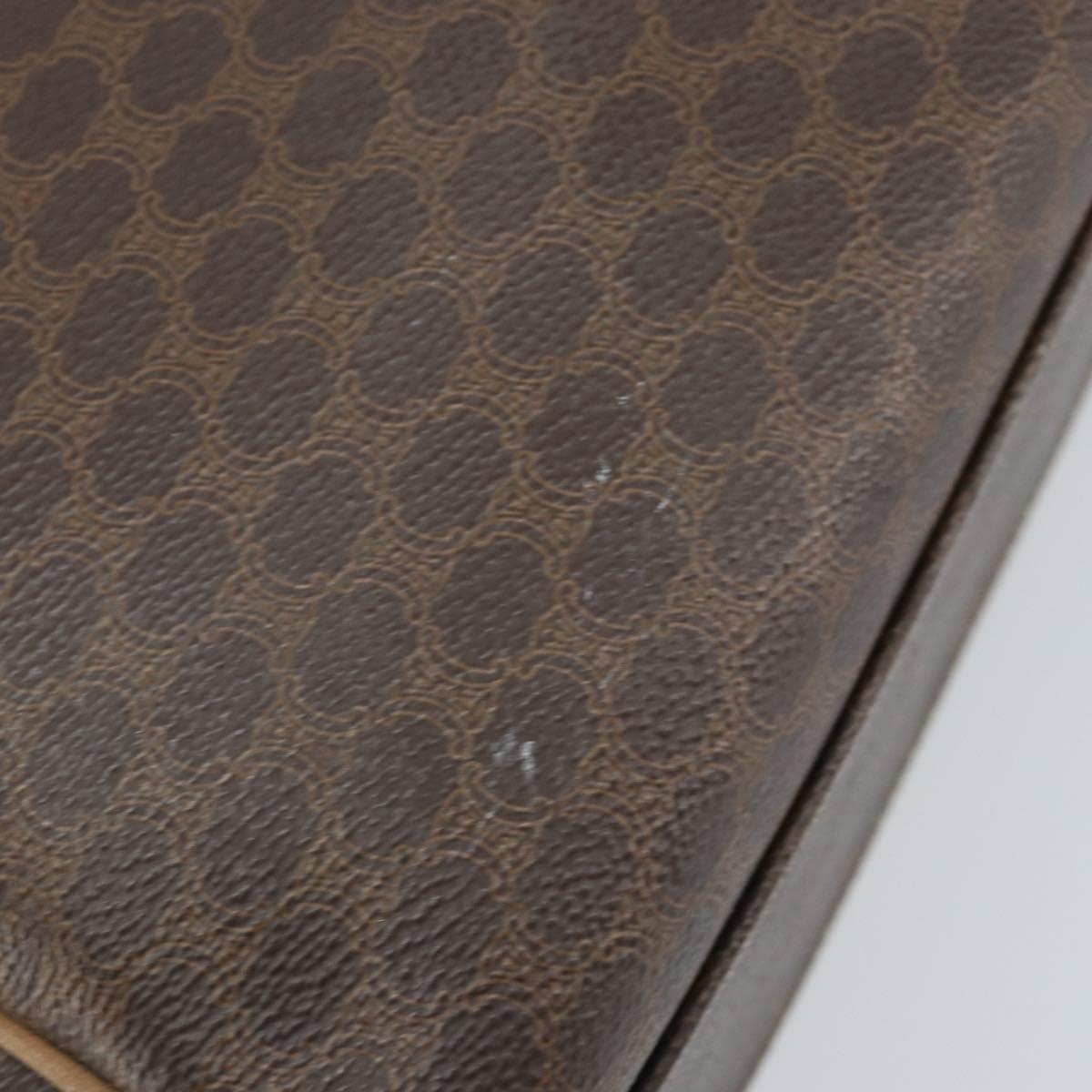 CELINE Macadam Canvas Hand Bag PVC Leather Brown Gold Auth YKZ043