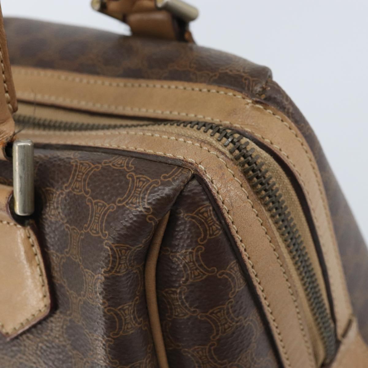 CELINE Macadam Canvas Hand Bag PVC Leather Brown Gold Auth YKZ043