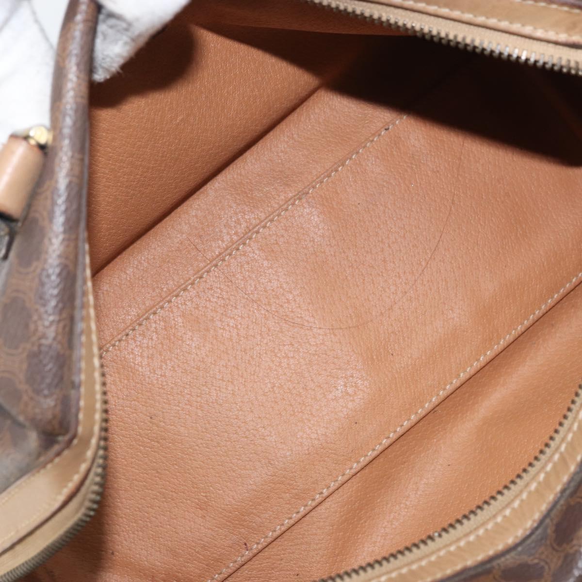 CELINE Macadam Canvas Hand Bag PVC Leather Brown Gold Auth YKZ043