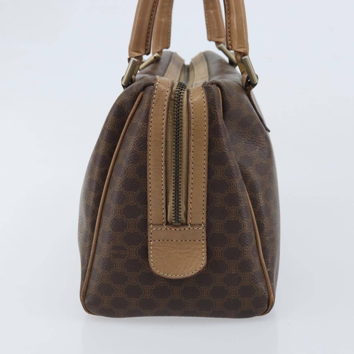 CELINE Macadam Canvas Hand Bag PVC Leather Brown Gold Auth YKZ043
