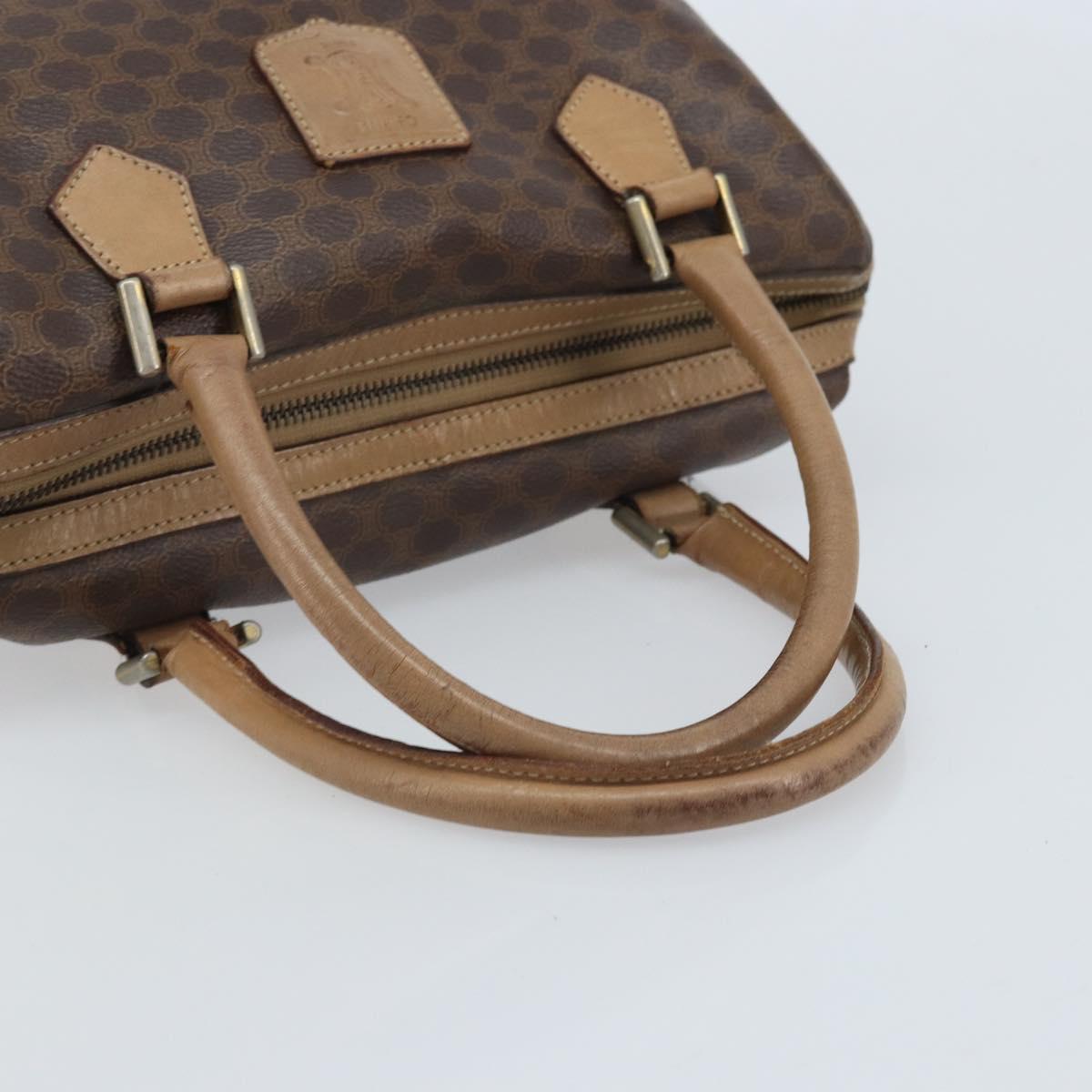 CELINE Macadam Canvas Hand Bag PVC Leather Brown Gold Auth YKZ043