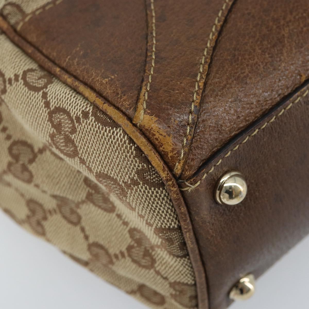 GUCCI GG Canvas Jackie Hand Bag Beige Gold 124407 Auth YKZ049