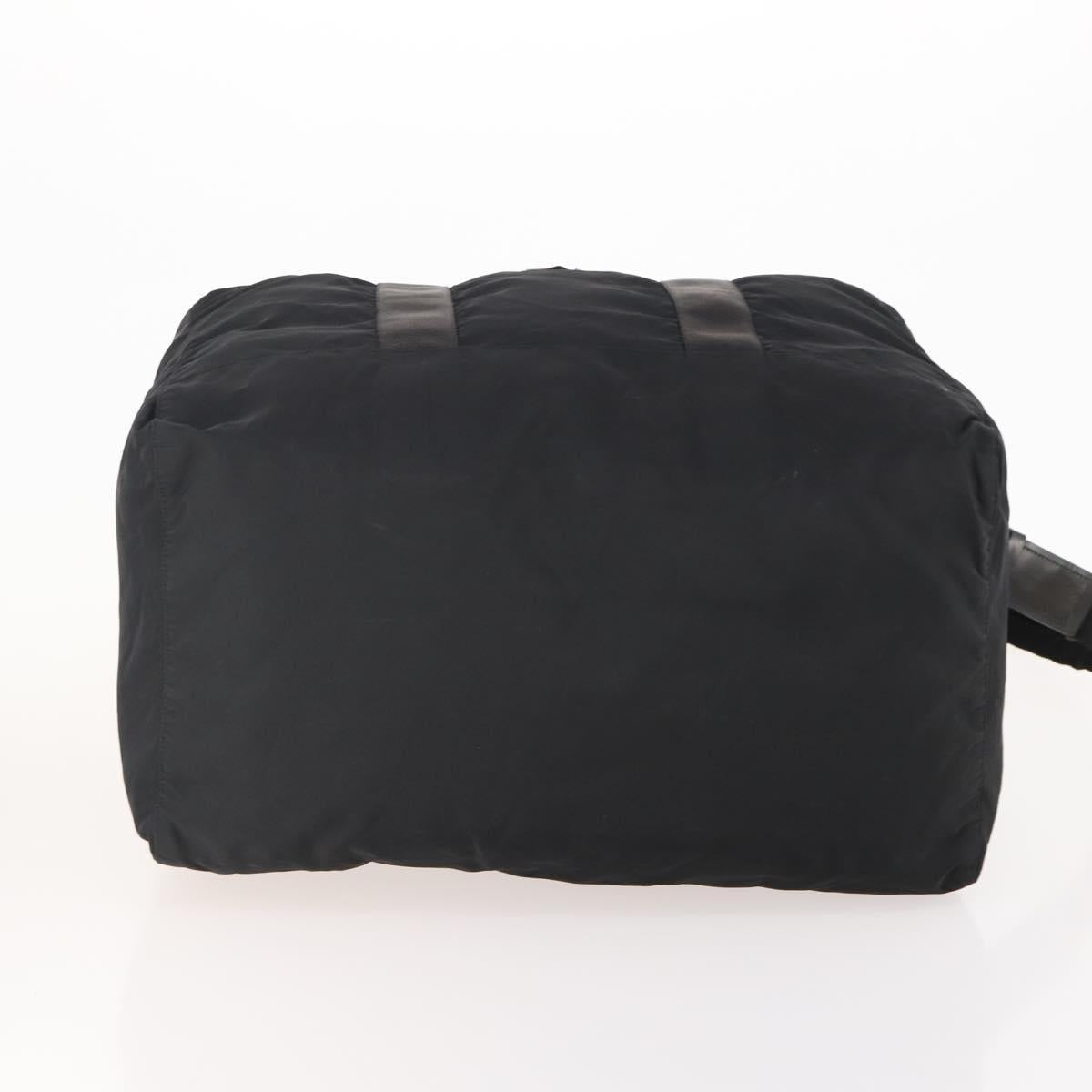 PRADA Boston Bag Nylon 2way Black Silver Auth YKZ057