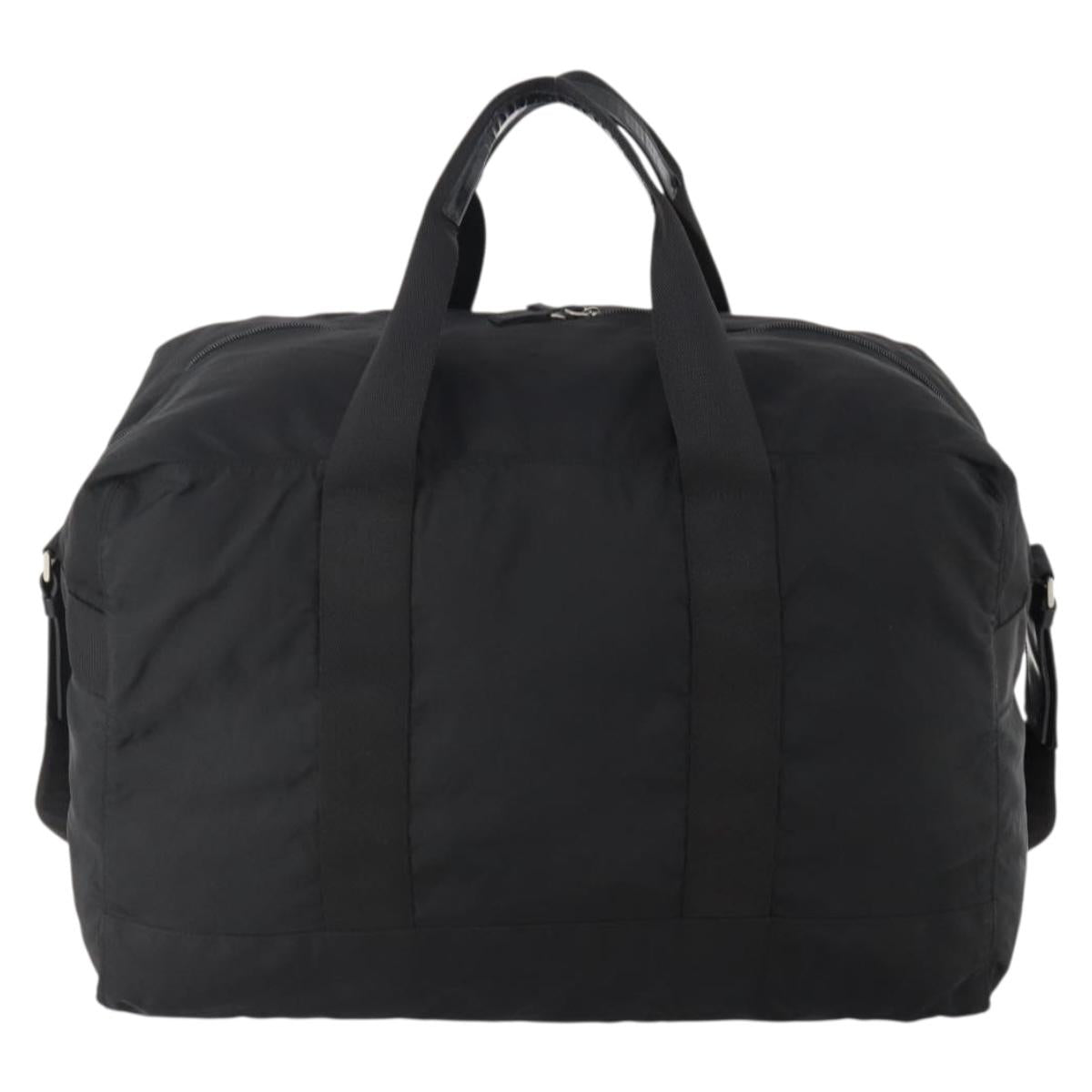 PRADA Boston Bag Nylon 2way Black Silver Auth YKZ057