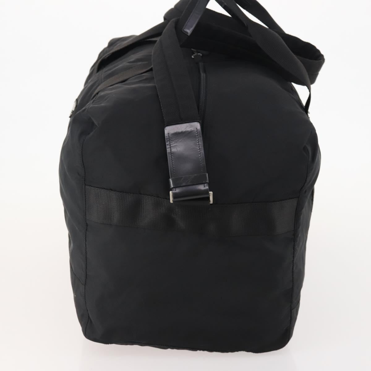 PRADA Boston Bag Nylon 2way Black Silver Auth YKZ057