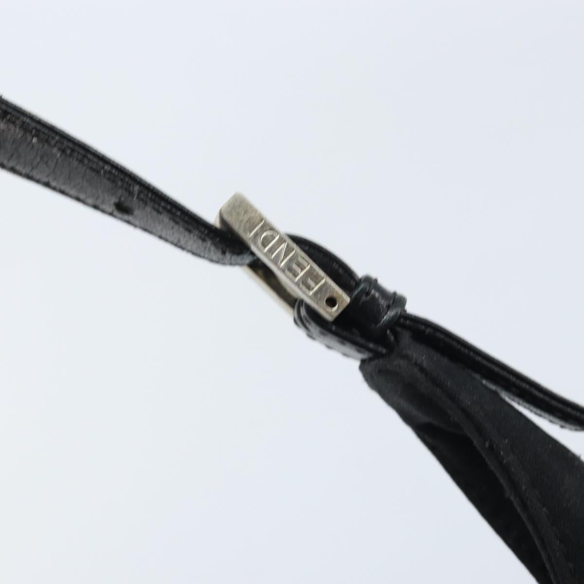 FENDI Hand Bag Nylon Black Silver Auth YKZ062