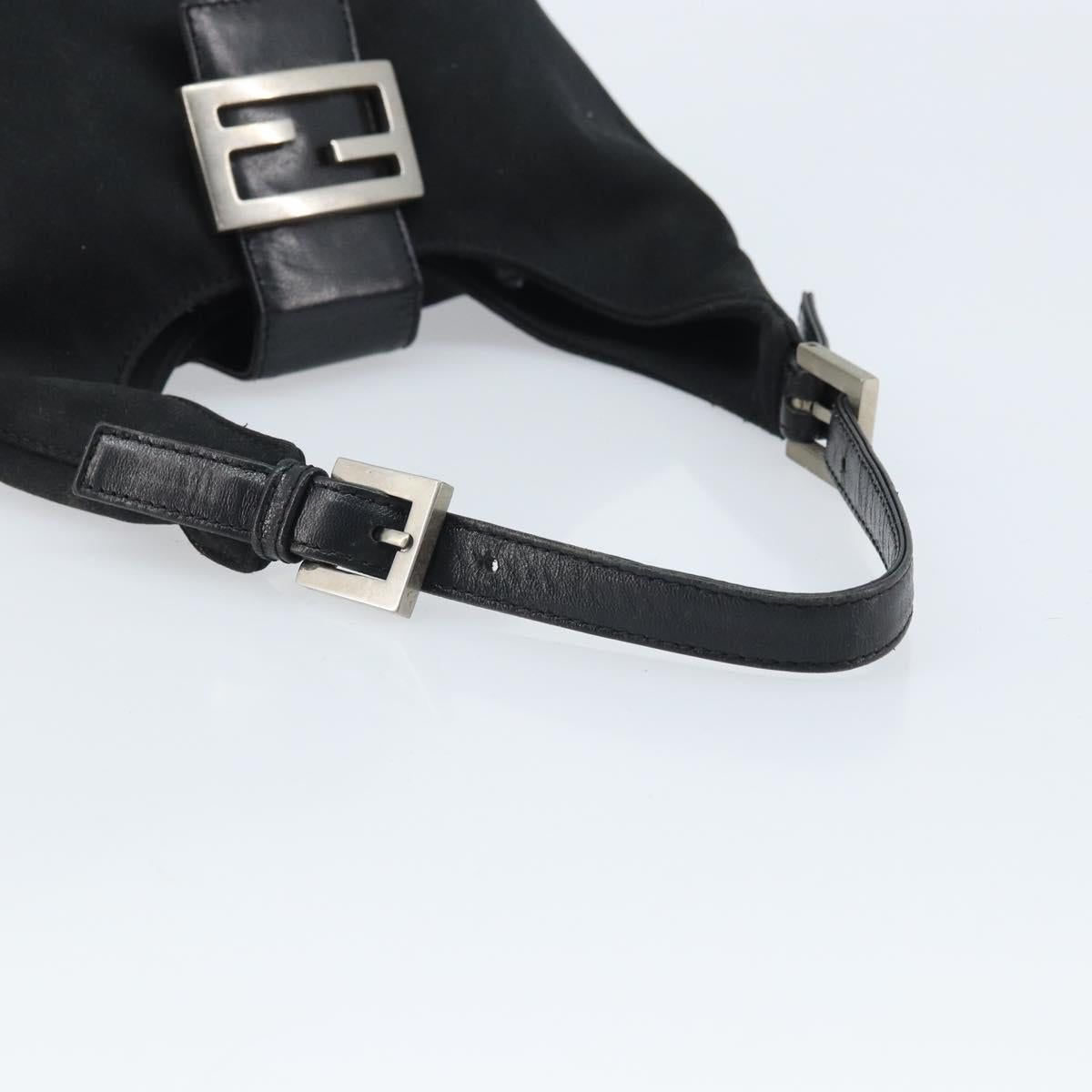 FENDI Hand Bag Nylon Black Silver Auth YKZ062
