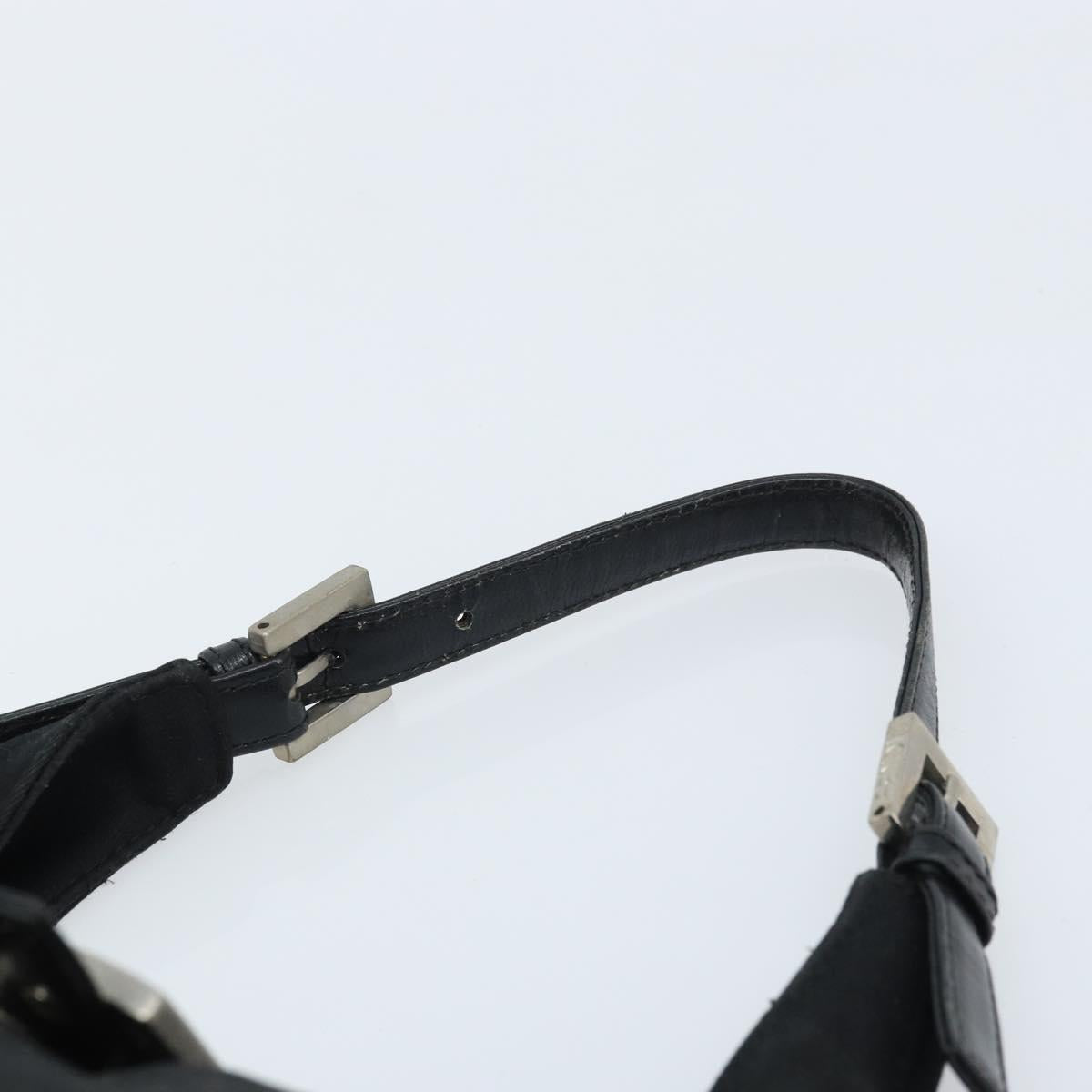 FENDI Hand Bag Nylon Black Silver Auth YKZ062