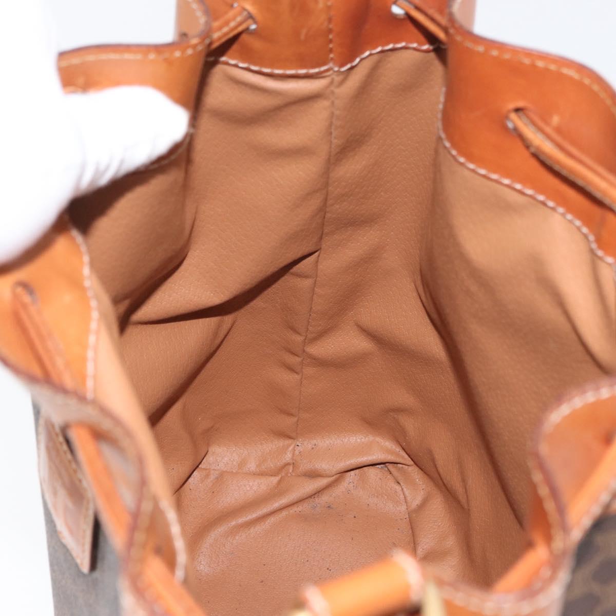 CELINE Macadam Canvas Purse Shoulder Bag PVC Leather Brown Gold Auth YKZ068