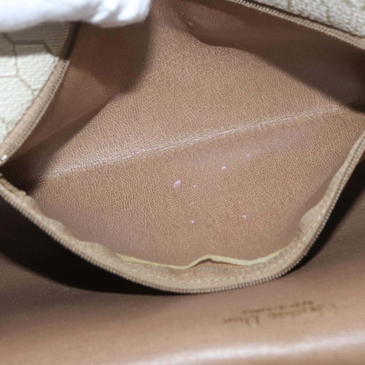 Christian Dior Honeycomb Canvas Chain Shoulder Bag PVC Beige Gold Auth YKZ075A