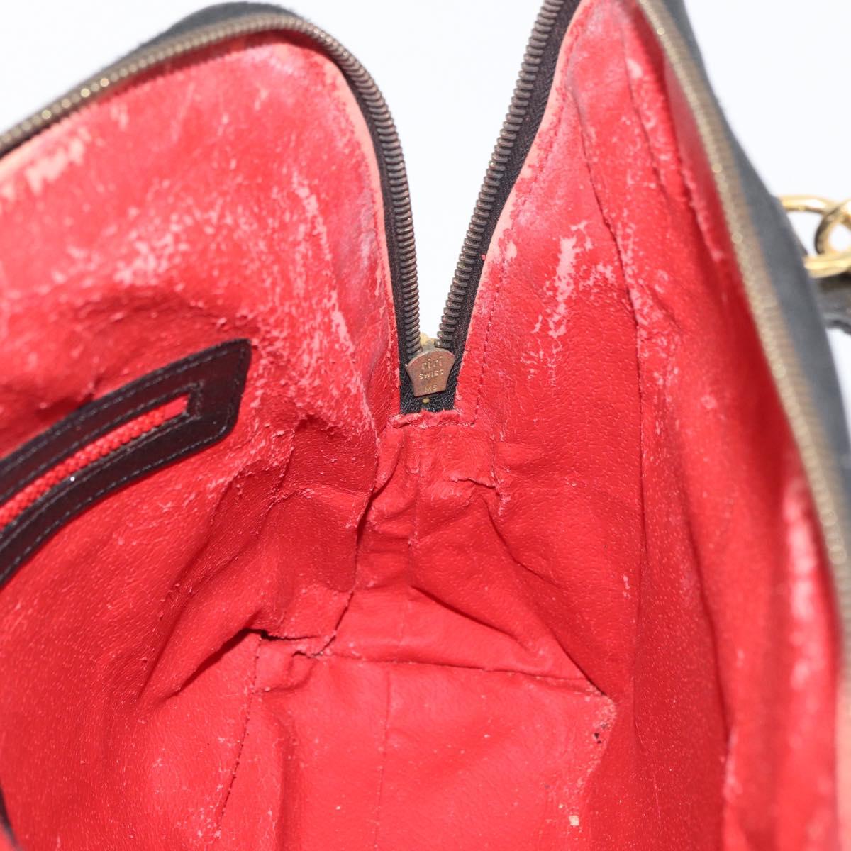 CELINE Circle Hand Bag Leather 2way Black Gold Auth YKZ085