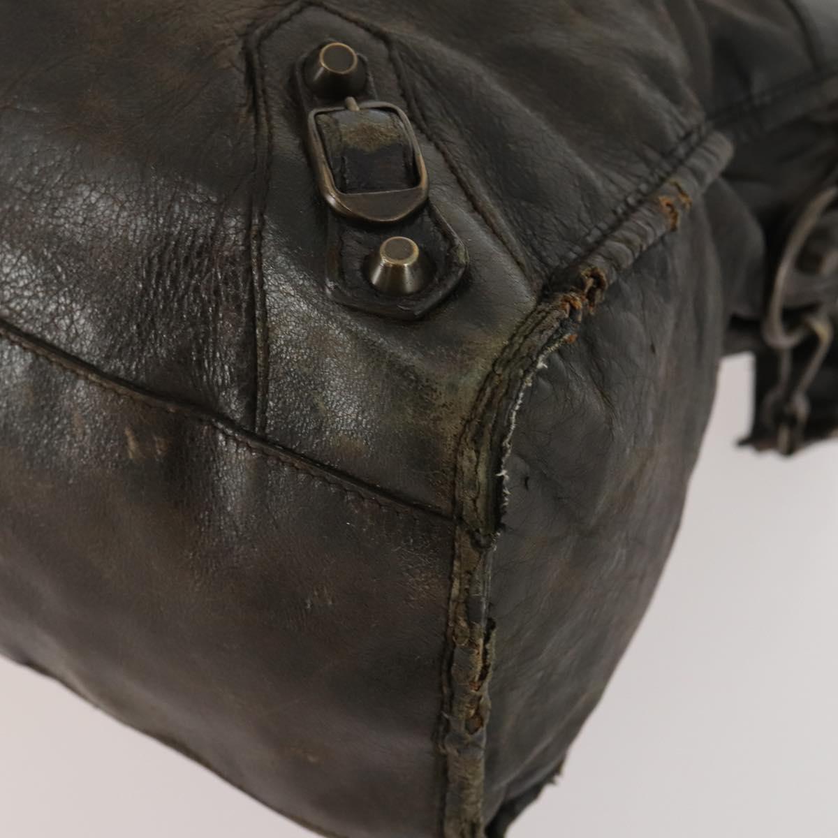BALENCIAGA The City Hand Bag Leather 2way Brown 115748 Auth YKZ094
