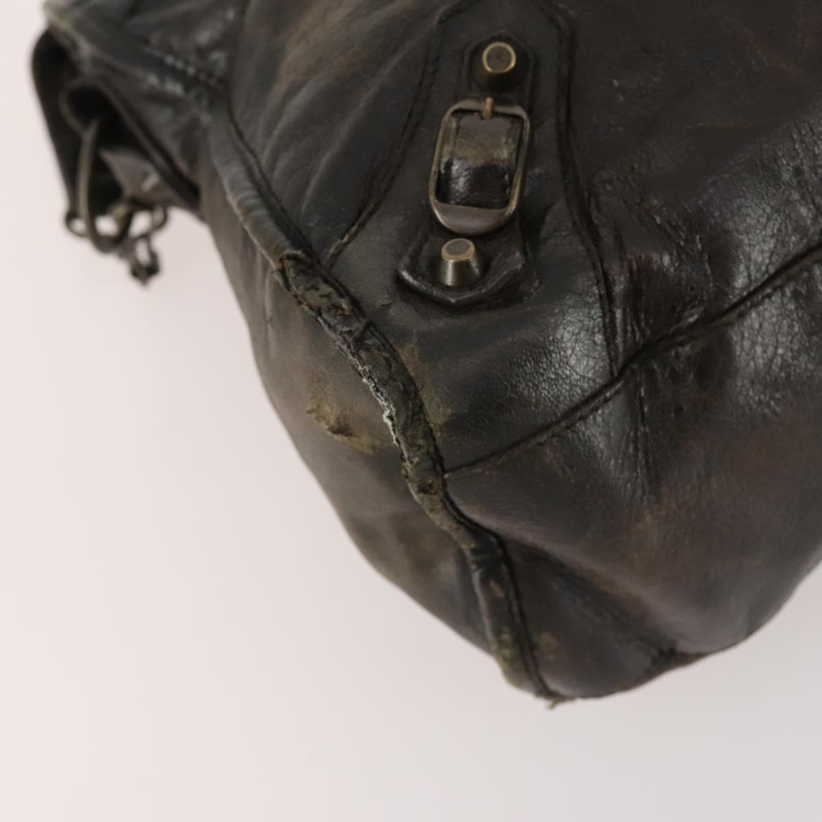 BALENCIAGA The City Hand Bag Leather 2way Brown 115748 Auth YKZ094