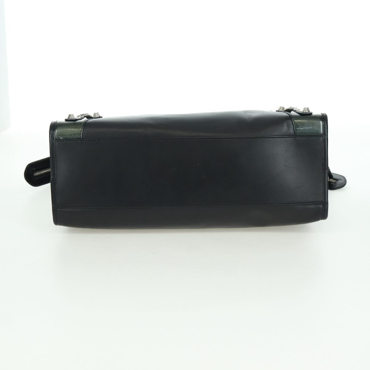 BALENCIAGA Giant City Hand Bag Leather 2way Black Silver 281770 Auth YKZ099SAV