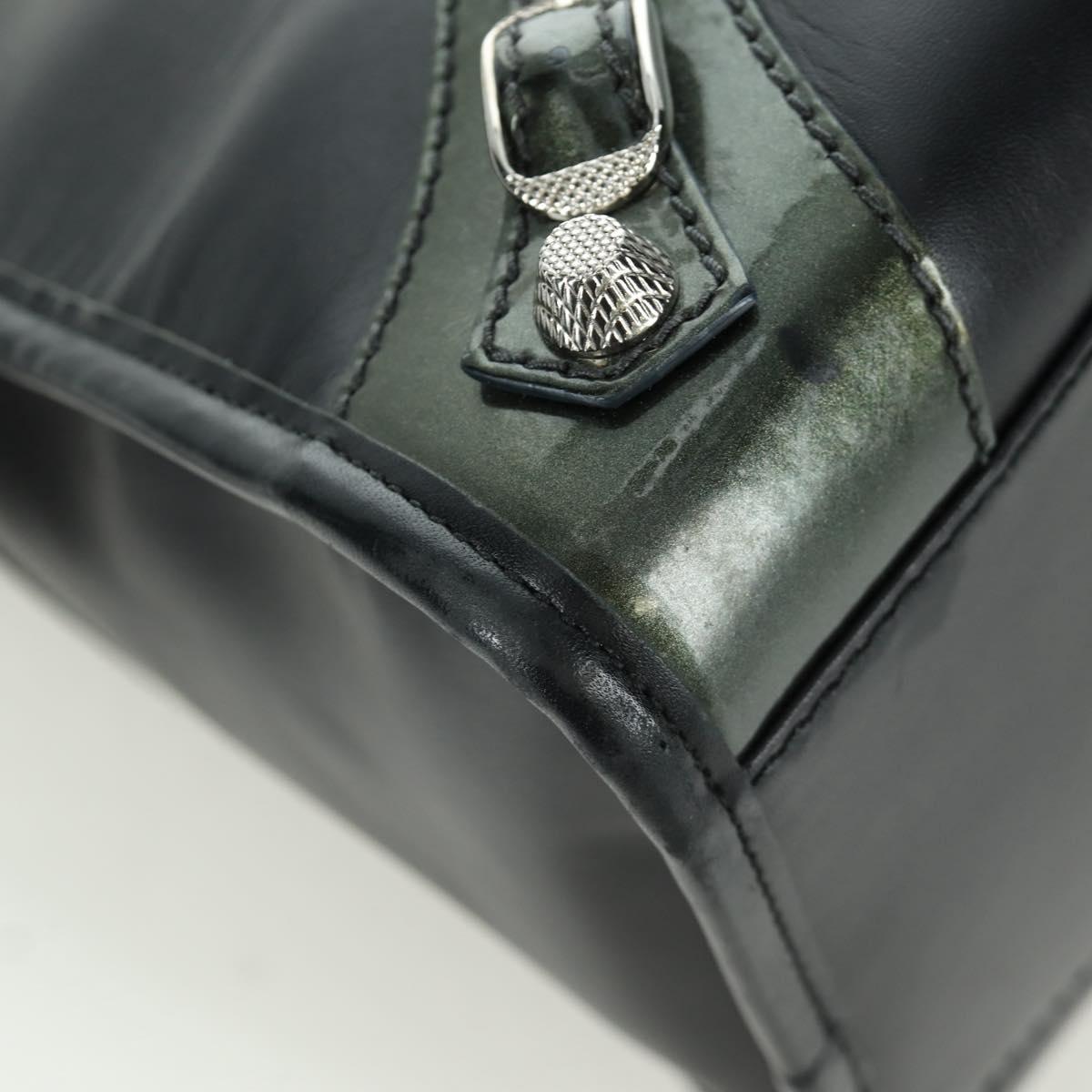 BALENCIAGA Giant City Hand Bag Leather 2way Black Silver 281770 Auth YKZ099SAV