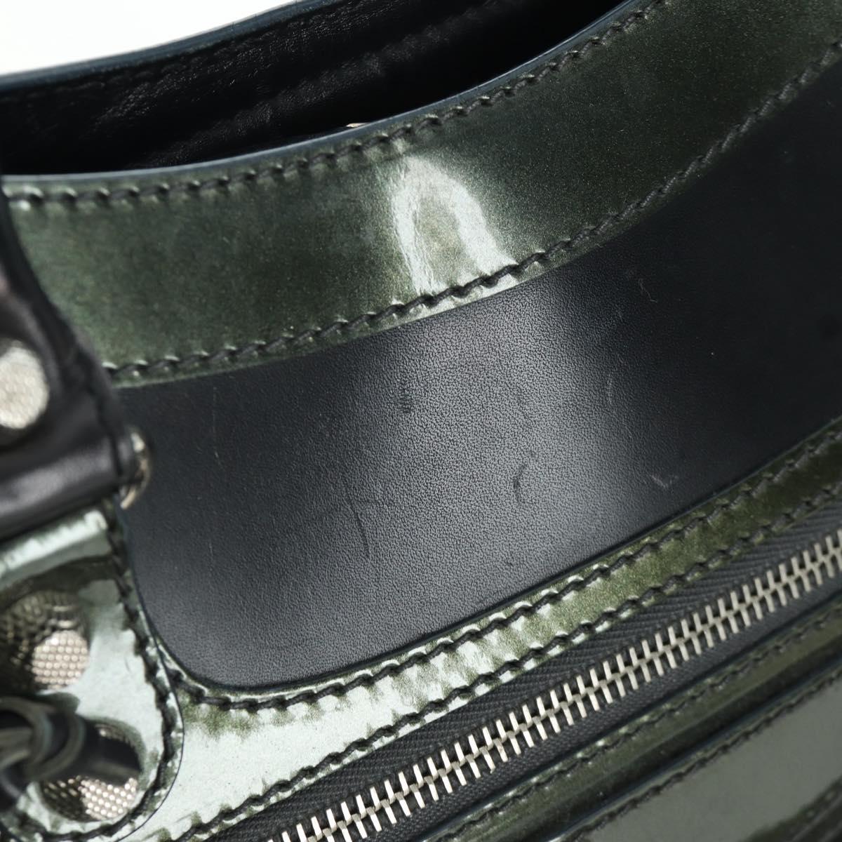 BALENCIAGA Giant City Hand Bag Leather 2way Black Silver 281770 Auth YKZ099SAV