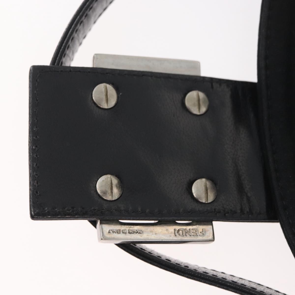FENDI Mamma Baguette Shoulder Bag Nylon Black Silver Auth YKZ1001