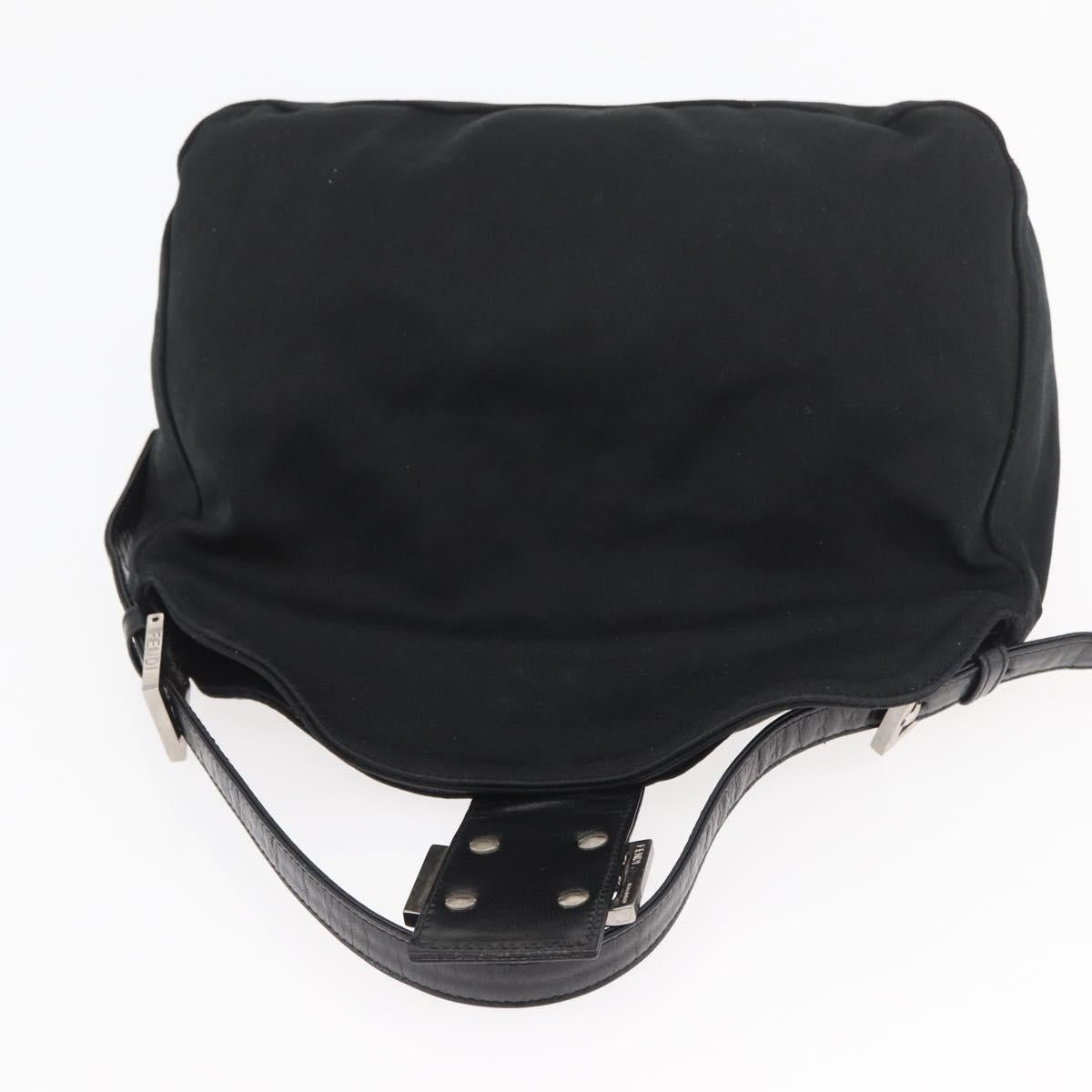 FENDI Mamma Baguette Shoulder Bag Nylon Black Silver Auth YKZ1001