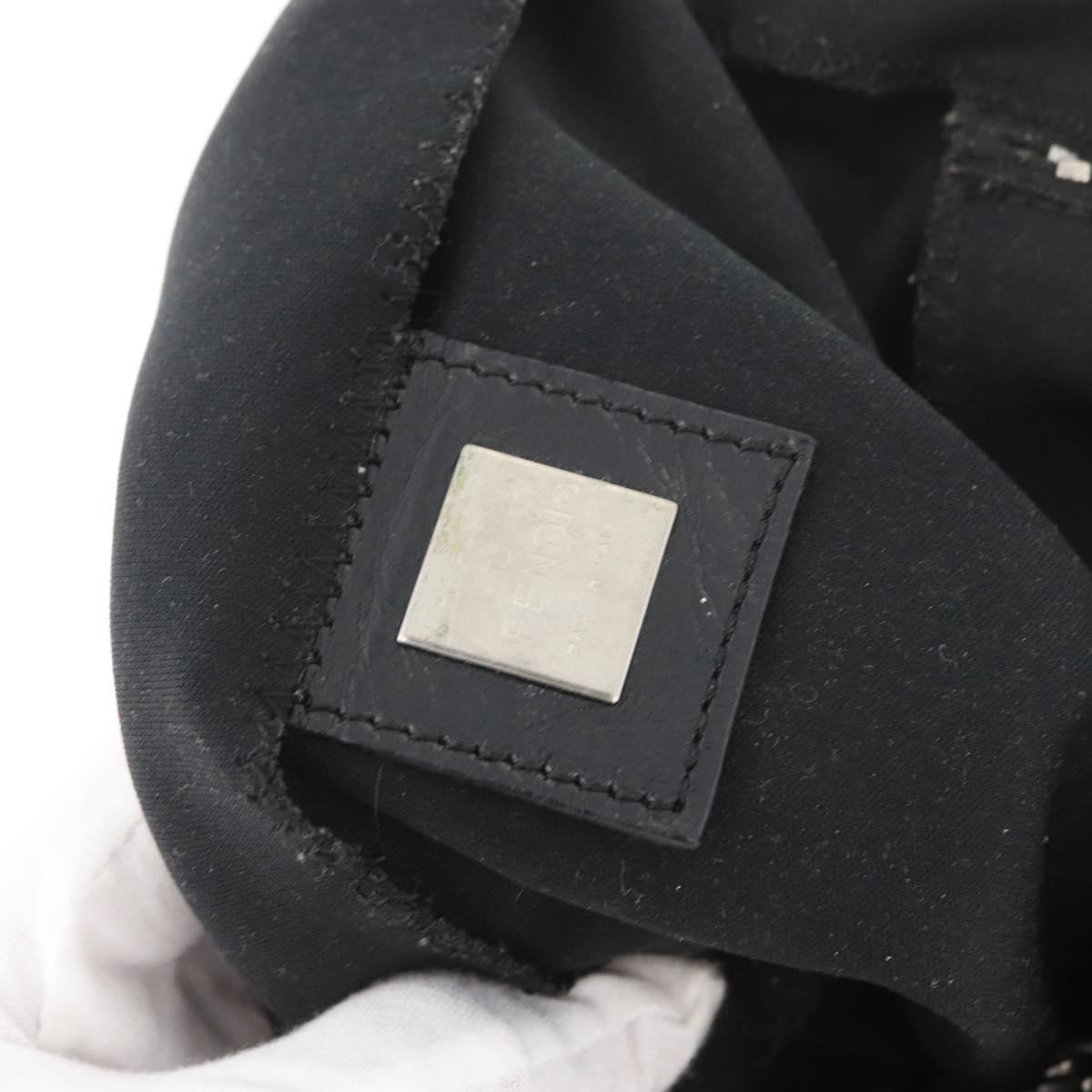 FENDI Mamma Baguette Shoulder Bag Nylon Black Silver Auth YKZ1001