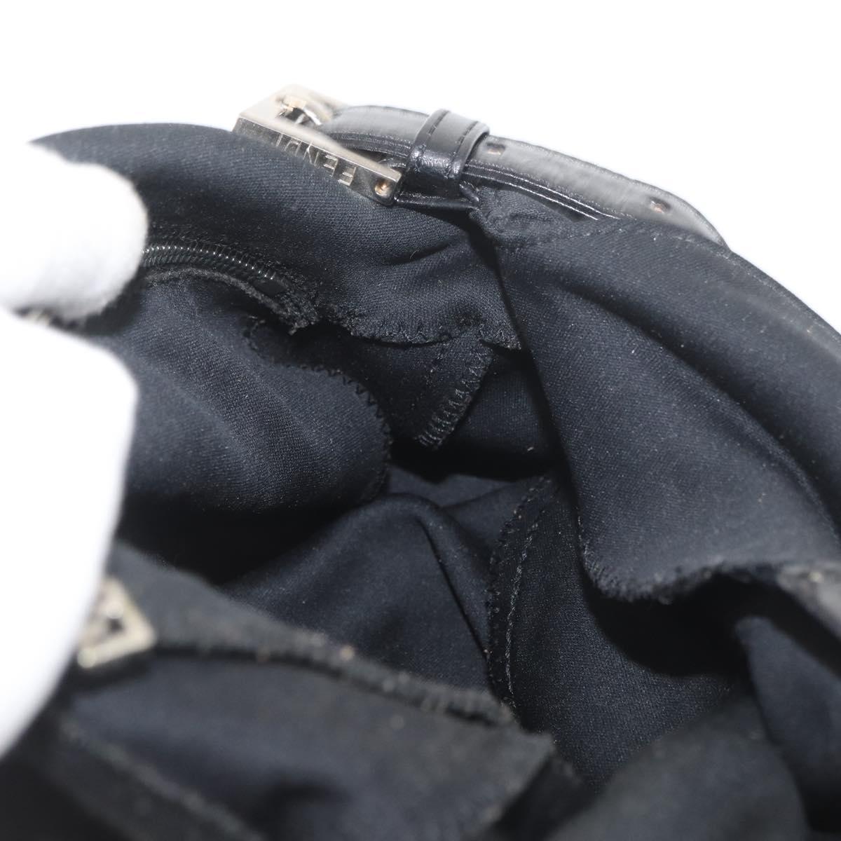 FENDI Mamma Baguette Shoulder Bag Nylon Black Silver Auth YKZ1001