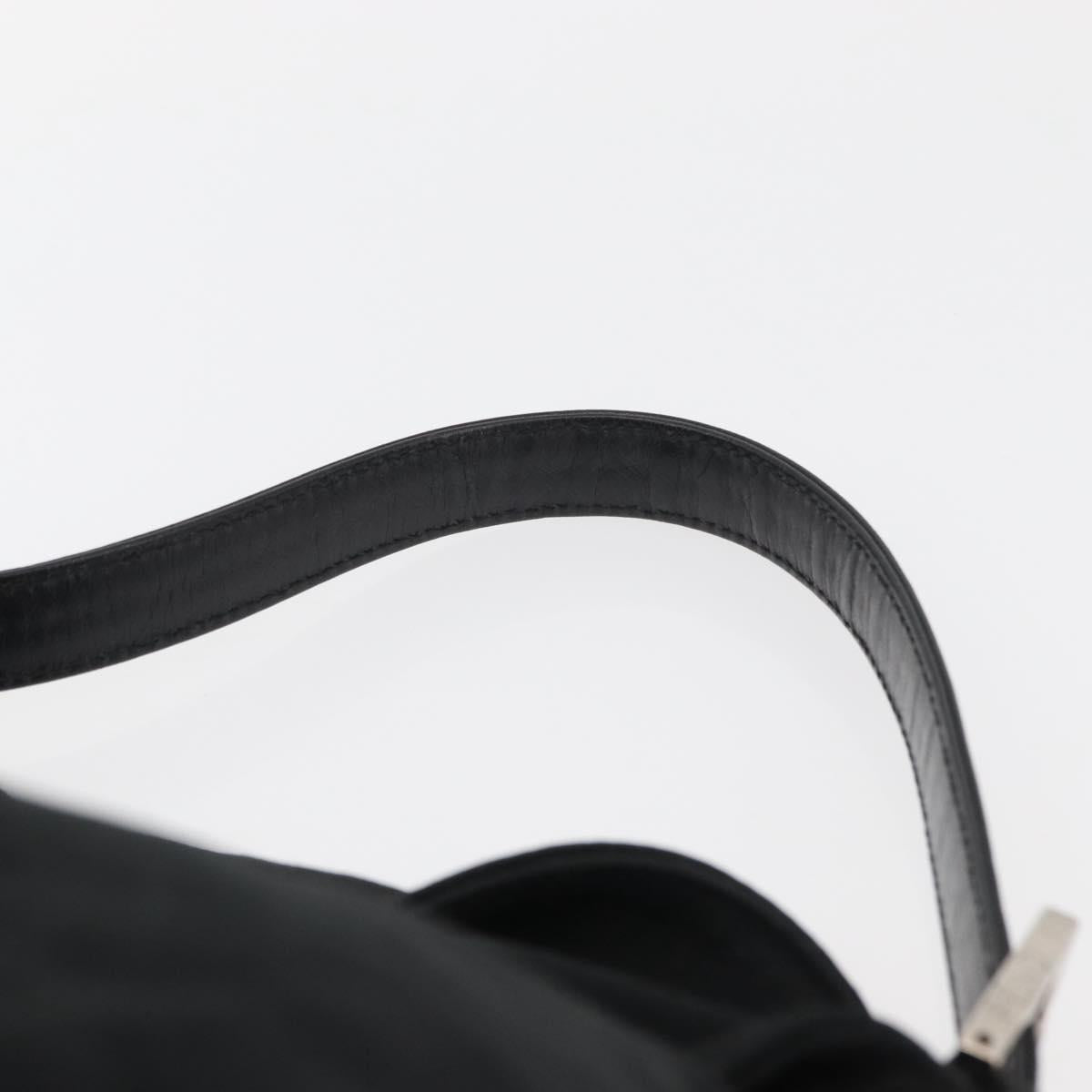 FENDI Mamma Baguette Shoulder Bag Nylon Black Silver Auth YKZ1001