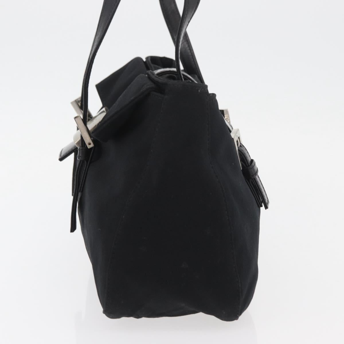 FENDI Mamma Baguette Hand Bag Nylon Black Silver Auth YKZ1005