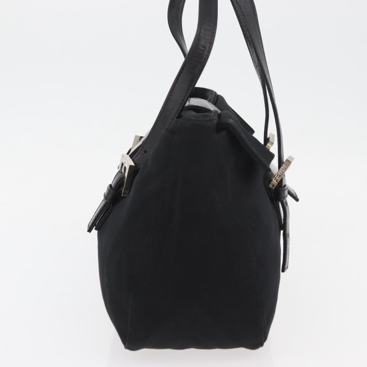 FENDI Mamma Baguette Hand Bag Nylon Black Silver Auth YKZ1005